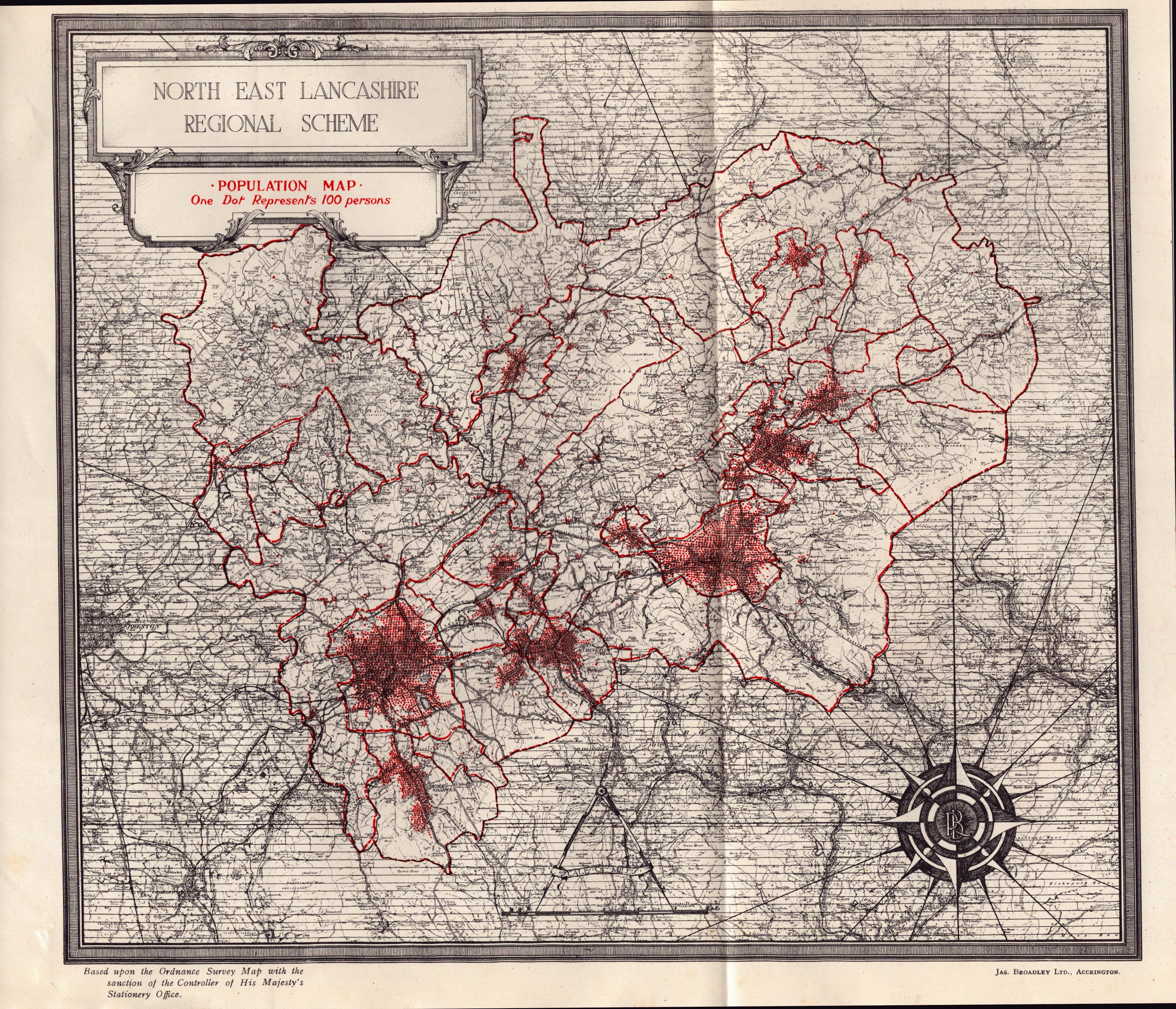 North-East Lancashire 1929 Regional Scheme Report-Population Map.