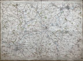Bournemouth & Swanage, Cloth Backed Antique 1919 Engineering Map.