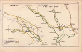 Aberdare Llanncaiach & Quakers Yard Scotland Antique Railway Diagram-131.