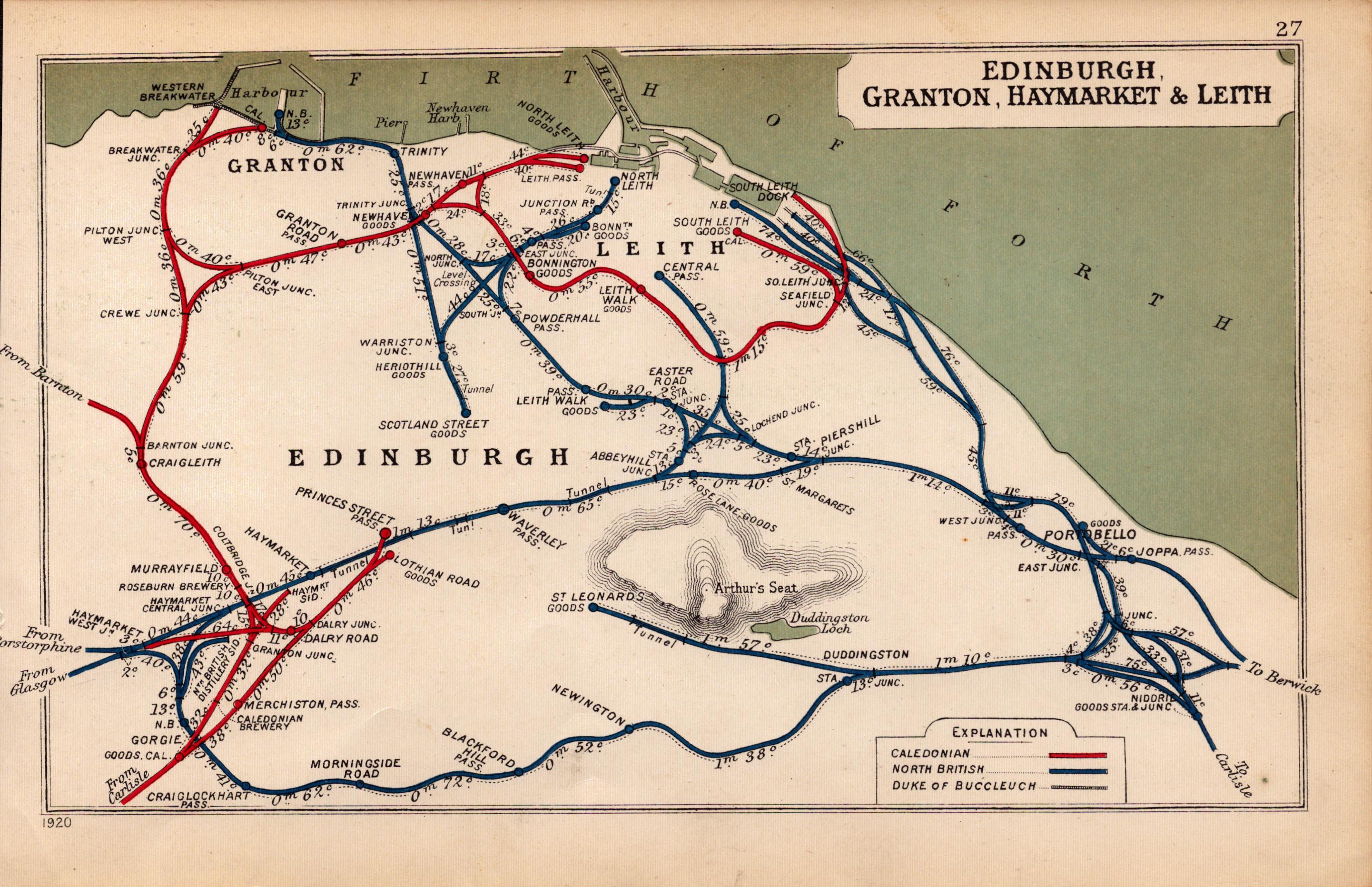 Edinburgh Haymarket & Leith Scotland Antique Railway Diagram-27.