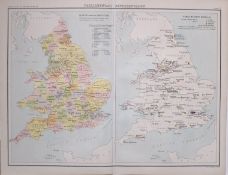 Victorian Antique 1897 Map Parliamentary Representation England & Wales.