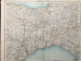 Victorian Antique 1897 Map Devon Teignmouth Dawlish Sidmouth Lyme Regis.