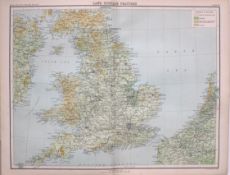 Victorian 1897 Map England & Wales Ireland Land Surface Features.