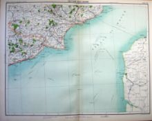 Victorian 1897 Large Map Dover Folkestone Hastings French Coast Etc.
