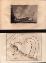 Hastings Castle & Map Sussex F. Grose Antique 1785 Copper Engraving.