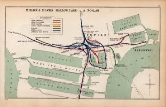 Millwall Docks Harrow Lane & Poplar London Antique Railway Diagram-56.