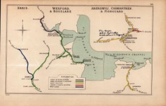 Ennis Wexford & Rosslare Ireland Antique Railway Diagram-96.