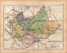 County of Leicestershire 1895 Antique Victorian Coloured Map.