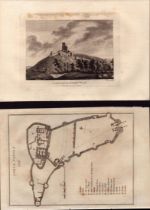 Corfe Castle & Map Dorset F. Grose Antique 1783 Copper Engraving.