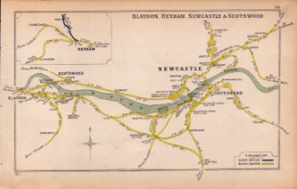 Blaydon Hexham Newcastle Scotswood Antique Railway Diagram-50.