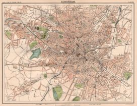 Victorian 1897 Map Birmingham centre, Bull Ring Edgbaston Aston Smethwick.