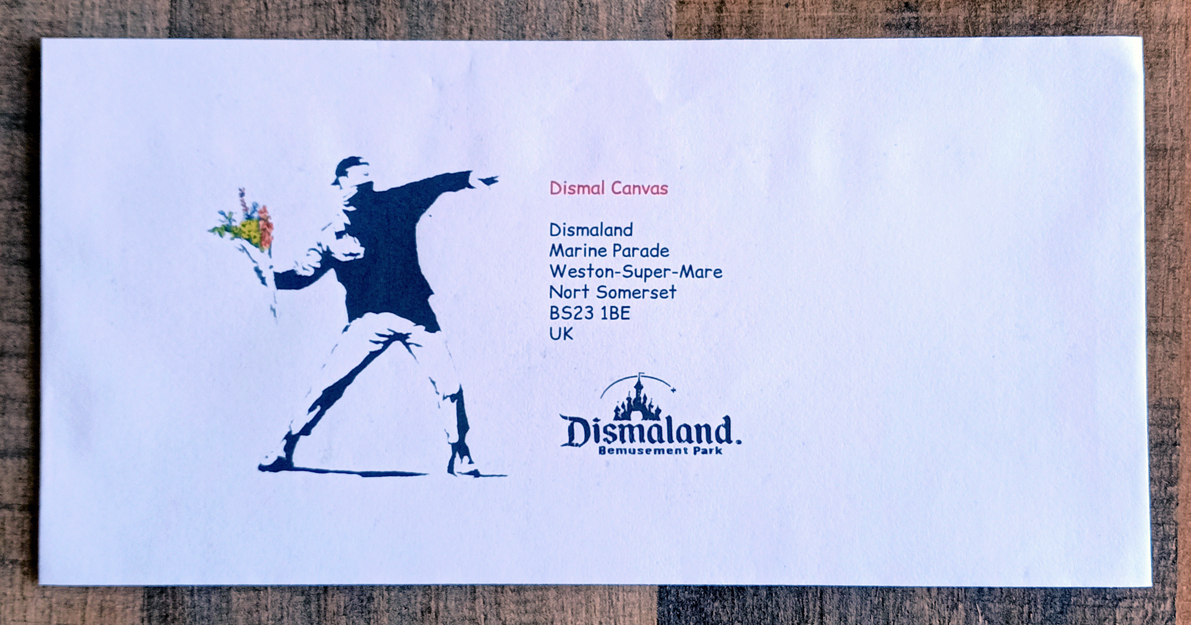 Banksy (Attributed ) WSM Dismaland (Banksy) Street Rat Canvas w/Ticket, Letter and Envelope. (#0593) - Image 5 of 6