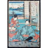 Utagawa Kunisda (Attributed) 1786-1864 (Utagawa Toyokuni III) 3/3 Triptych (#0350)