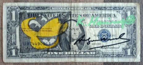 Keith Haring - Andy Warhol Dollar and Lucio Amelio Signed w/COA (#0618)