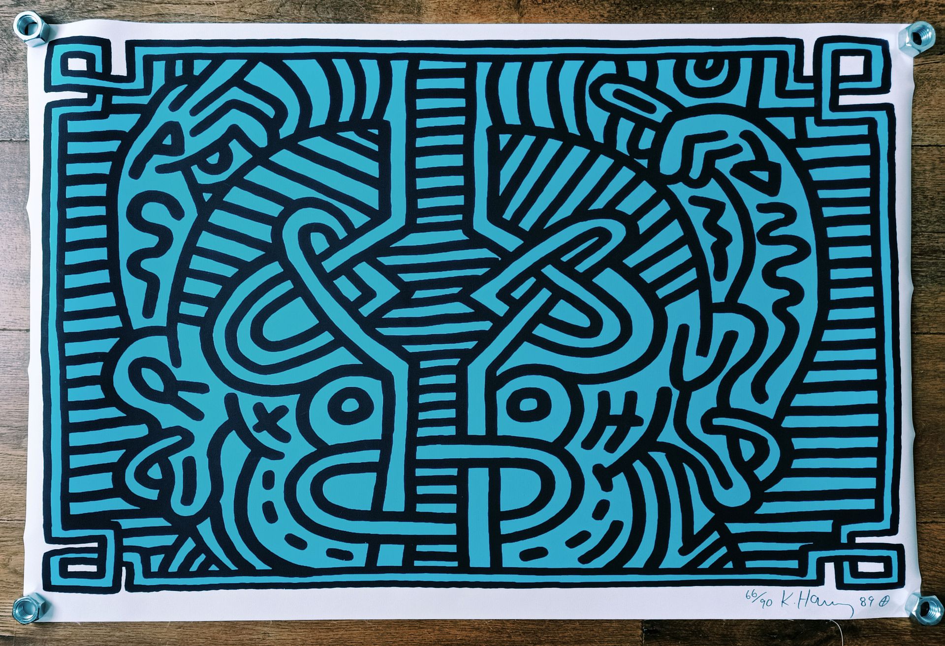 Keith Haring (Attributed) 5 Canvas Posters 1988 (#0326) - Image 5 of 5