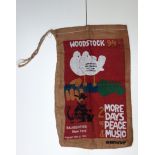 Banksy (Attributed) ""Radio Rat"" Original Woodstock 1994 Saugerties NY 13 & 14 August Music Burlap