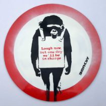 Laugh Now' - Banksy UK Metal Traffic Road Sign w/COA (#0214)​