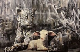 The Walled Off Hotel Gallery - BANKSY, - Leopard With Sheep.