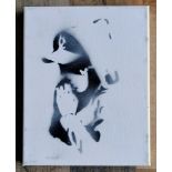 Banksy (Attributed) WSM Dismaland Boy Praying Canvas w/Ticket, Letter and Envelope. (#0594)