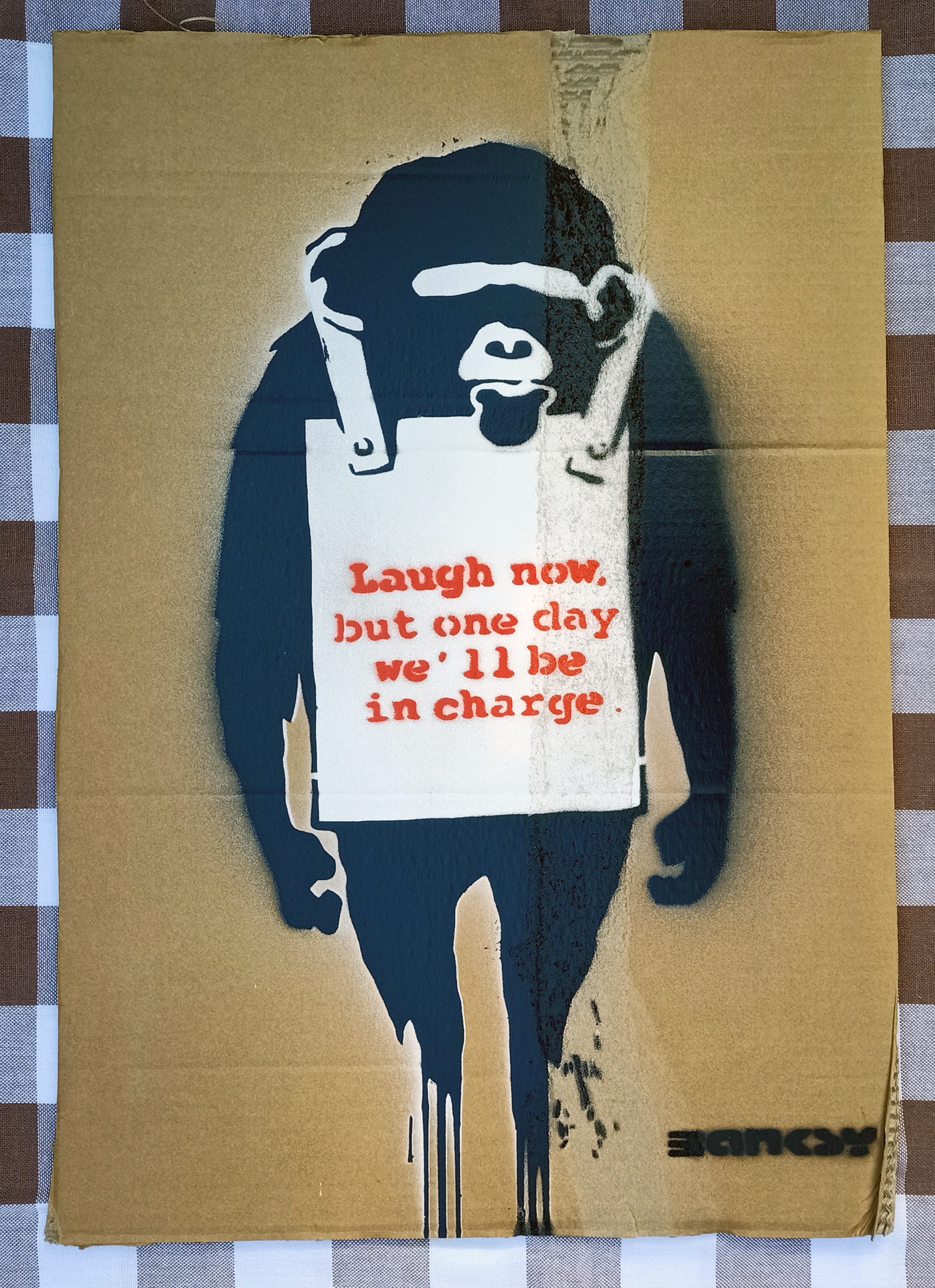 Banksy (Attributed) 'Laugh Now' Cardboard - Dismaland Souvenir LE 14/25 (#0487)