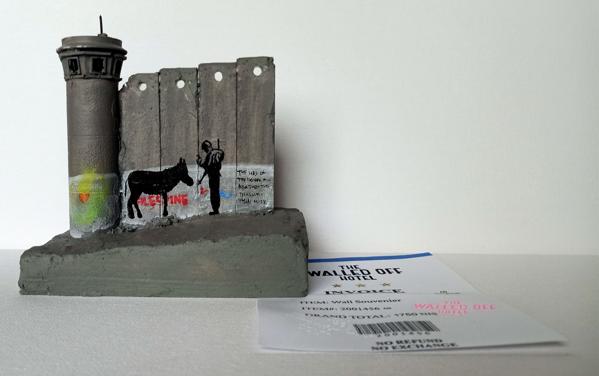 Banksy (Attributed) 'Palestina' Walled Off Hotel Wall Section Sculpture w/Receipt (#0558) - Image 4 of 7