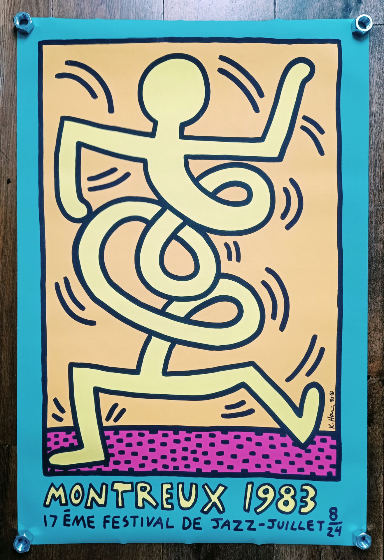 Keith Haring (Attributed) 5 Canvas Posters 1988 (#0326) - Image 3 of 5