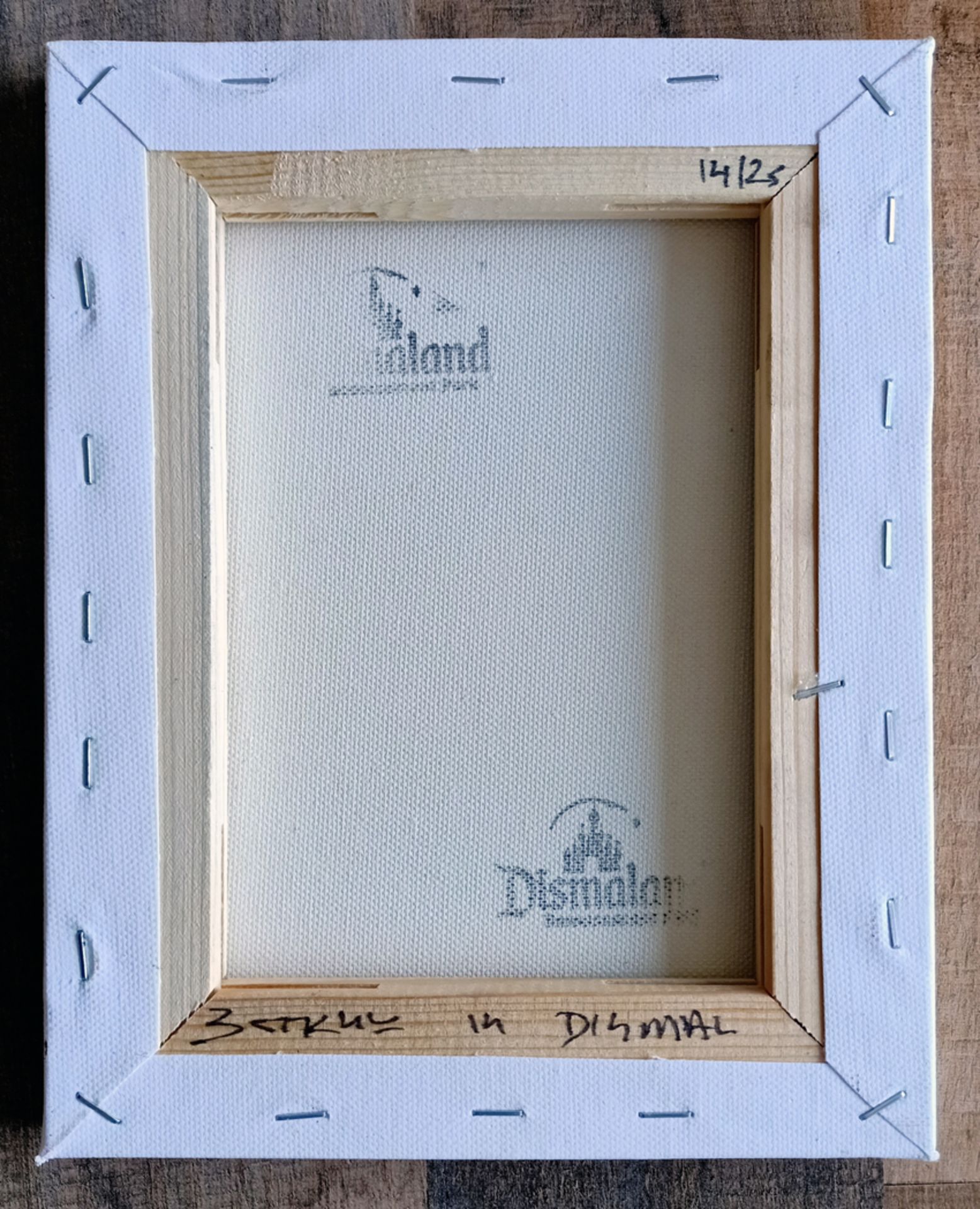 Banksy (Attributed) WSM Dismaland Boy Praying Canvas w/Ticket, Letter and Envelope. (#0594) - Image 4 of 6