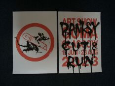 Banksy (b.1974) 2 Posters Cut & Run and Rat Run Rat From '25 Years Card labour’ Exhibition GOMA 23