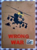 Yellow Chopper Wrong War' Banksy Cardboard London 2003 w/COA (#0486)