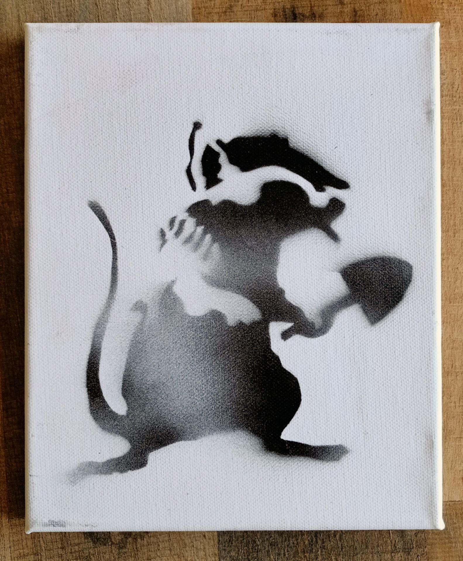 Banksy (Attributed ) WSM Dismaland (Banksy) Street Rat Canvas w/Ticket, Letter and Envelope. (#0593)