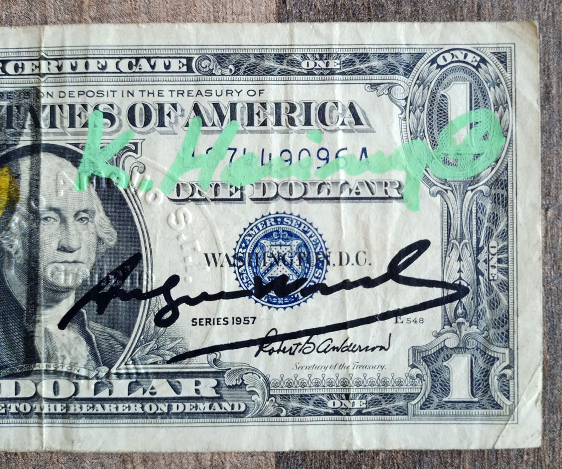 Keith Haring - Andy Warhol Dollar and Lucio Amelio Signed w/COA (#0618) - Image 3 of 10