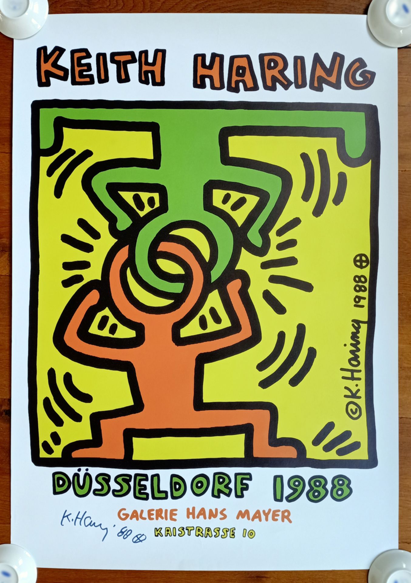 Keith Haring RARE ""Hans Mayer Galerie Original 1988 Poster"" Signed (#0723)