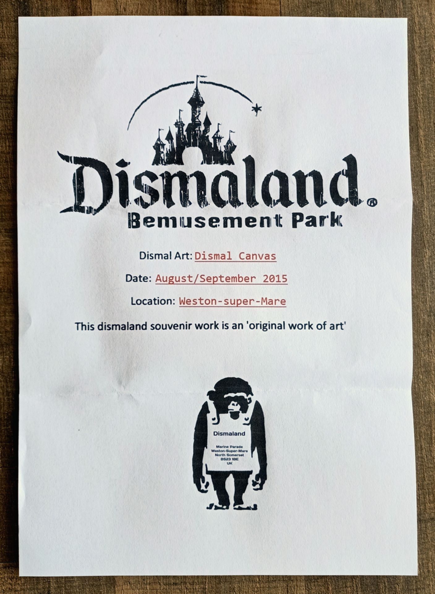 Banksy (Attributed) WSM Dismaland (Banksy) Interceptor Rat Canvas w/Ticket (#0591) - Image 6 of 6