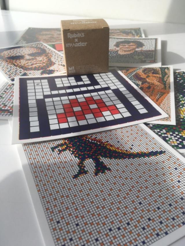 Invader (b. 1969-) "Rubikcubist" RUBIK'S X INVADER CUBE + 11 Invader Postcard Kit, SOLD OUT 2022 - Image 2 of 11