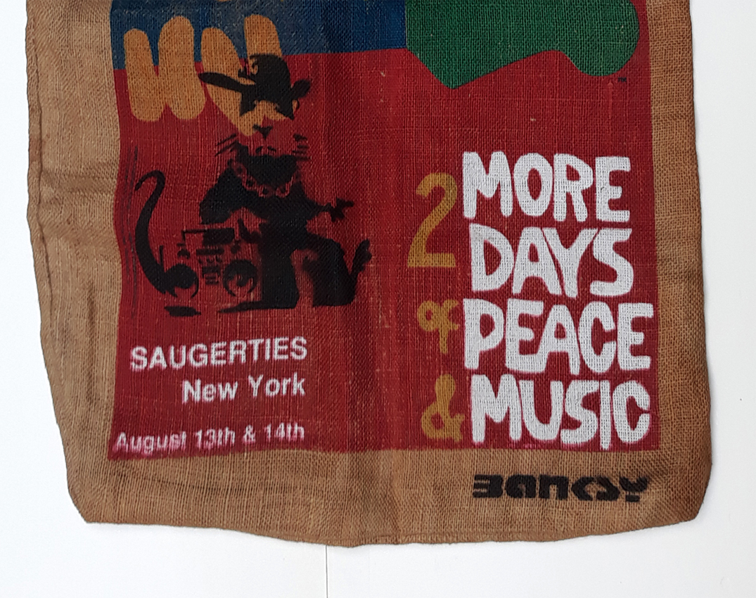 Banksy (Attributed) ""Radio Rat"" Original Woodstock 1994 Saugerties NY 13 & 14 August Music Burlap - Image 5 of 5