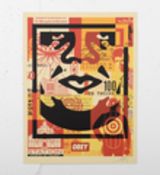 Shepard Fairey(b 1970)Rare Complete Andre Face Collage Tryptich, Signed 2016, Obey Giant. Street Art