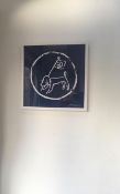 Yoshitomo Nara (b 1959) Peace Dog Flag (Blue) Silk Screen Printed On Cotton, Framed