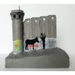 Banksy (Attributed) 'Palestina' Walled Off Hotel Wall Section Sculpture w/Receipt (#0558)