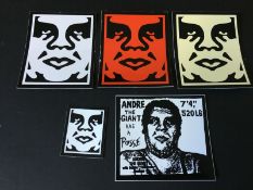 Shepard Fairey Obey Giant - Official Obey Face Sticker Set -Red, White, Cream and Andre The Giant