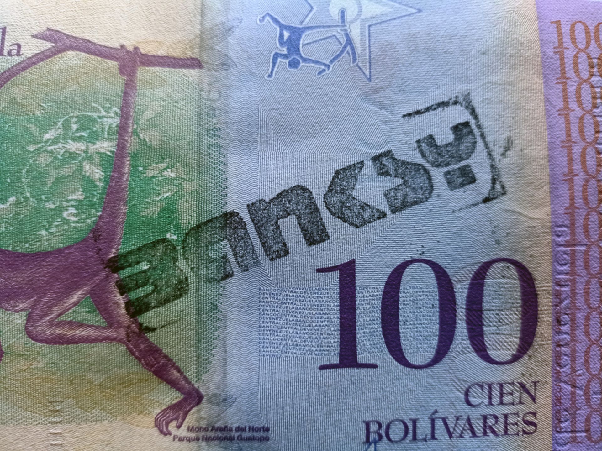 Banksy Banknote 100 Bolivariana with BanksyTag Dismaland 2015 (#0603) - Image 5 of 12