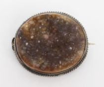 Antique Quartz Silver Brooch