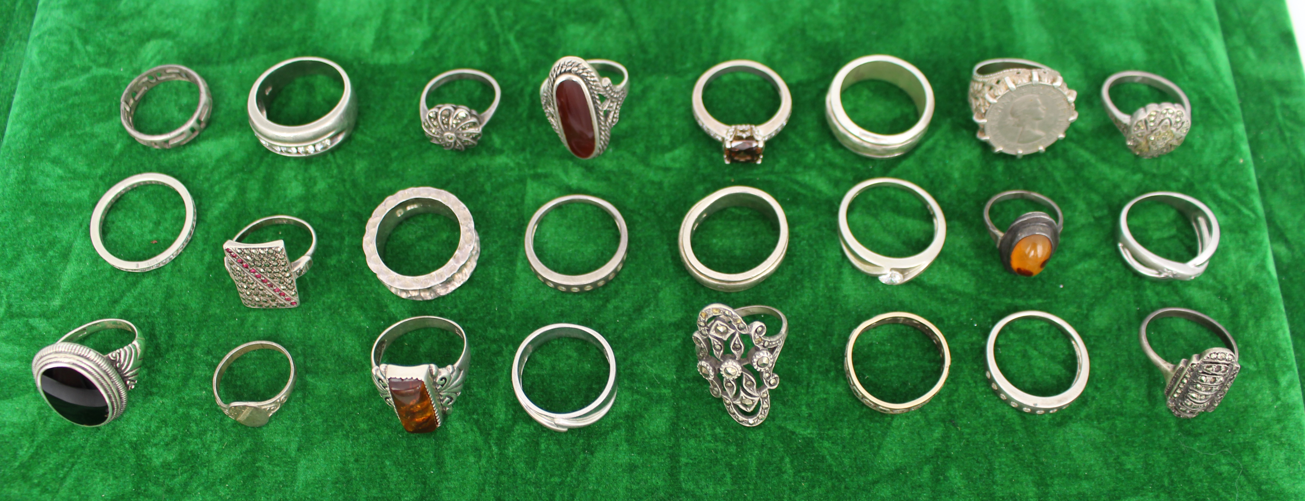 Collection of 24 Vintage Silver Sterling 925 Gemstone Rings - Image 3 of 3