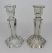 Pair of Glass Crystal Candlesticks