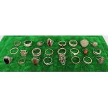 Collection of 24 Vintage Silver Sterling 925 Gemstone Rings