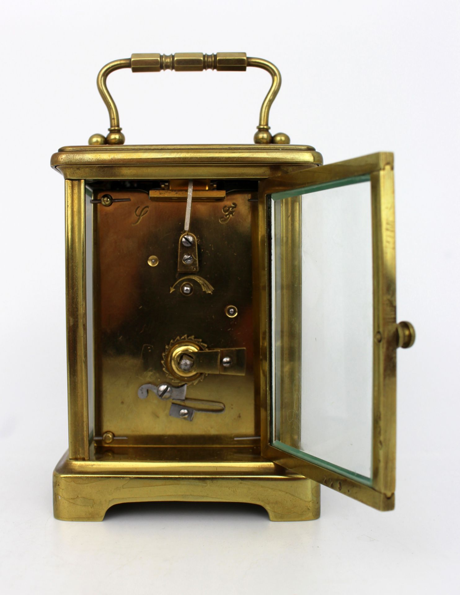 Fine Brass Carriage Clock c.1910 with Travelling Case - Image 8 of 10