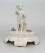 Painted White Porcelain Cherub Figurine