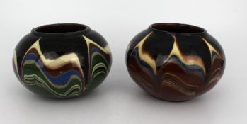 Pair of Decorative Squat Pottery Vases