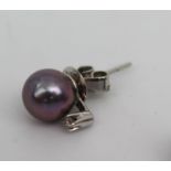 Black Pearl & Diamond 18ct Gold Ear Studs