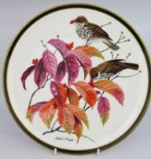 Set of 3 Large Franklin Porcelain Plates Songbirds of the World