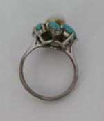 Pearl Turquoise White Metal Ring